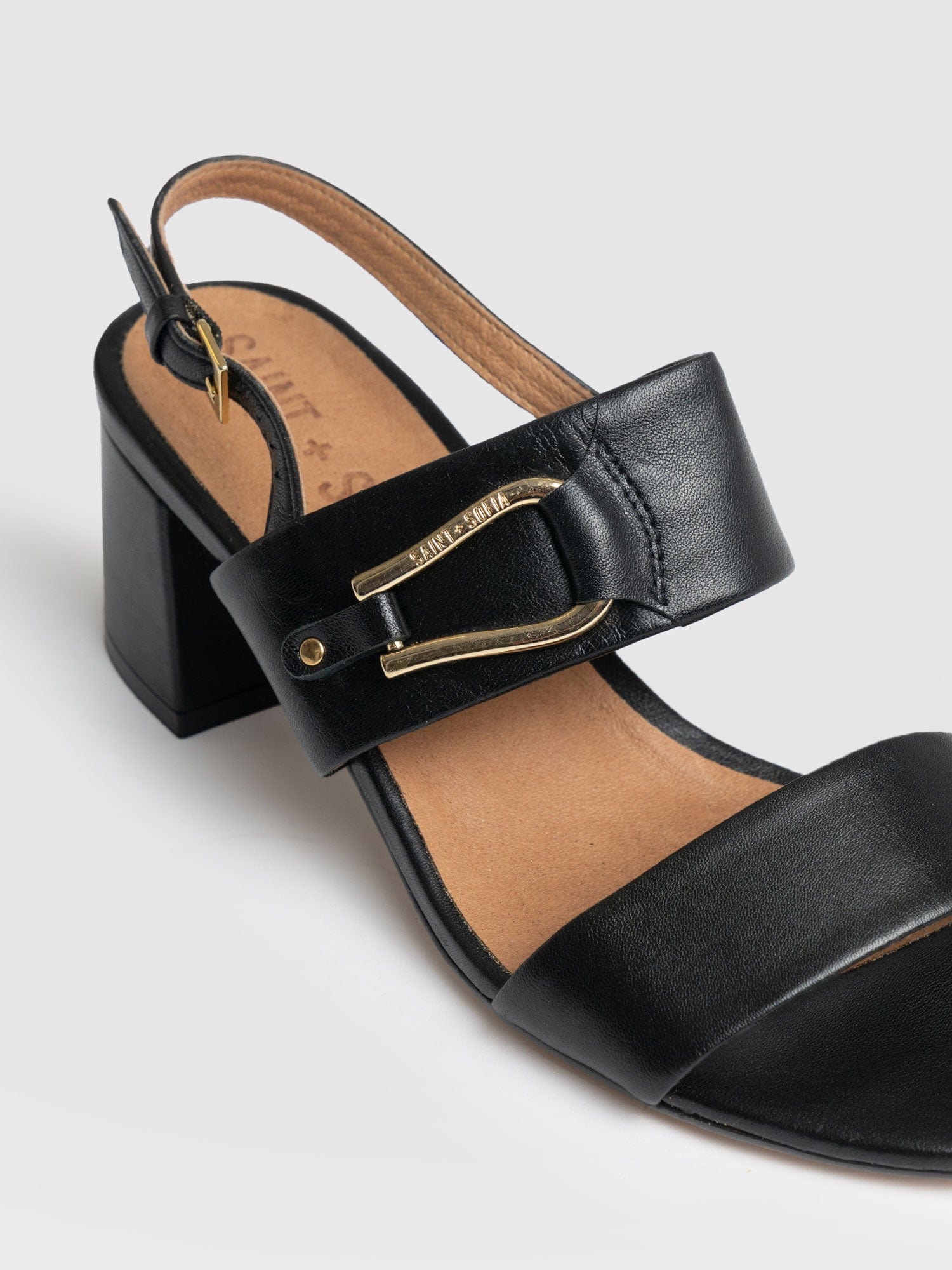 Maida Block Heeled Mules - Black